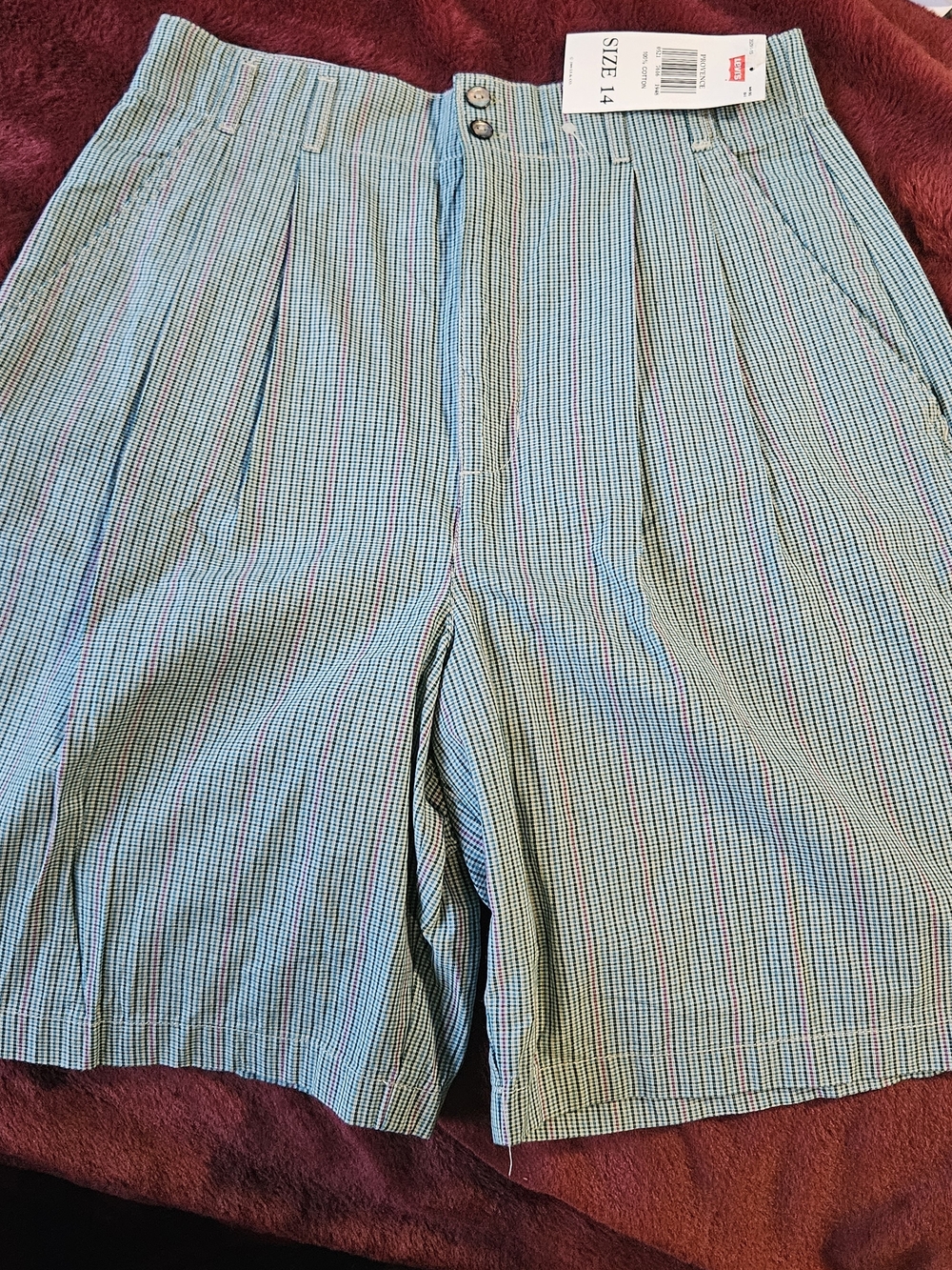 Levi's Dockers Teal/Pink NWT Deadstock Vintage High Waist Bermuda Shorts